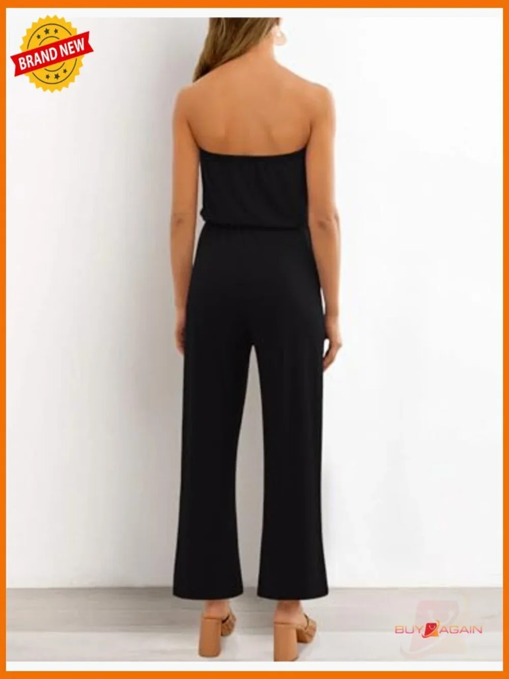 Off Shoulder Strapless Wide Leg Jumpsuit Romper Casual Solid
